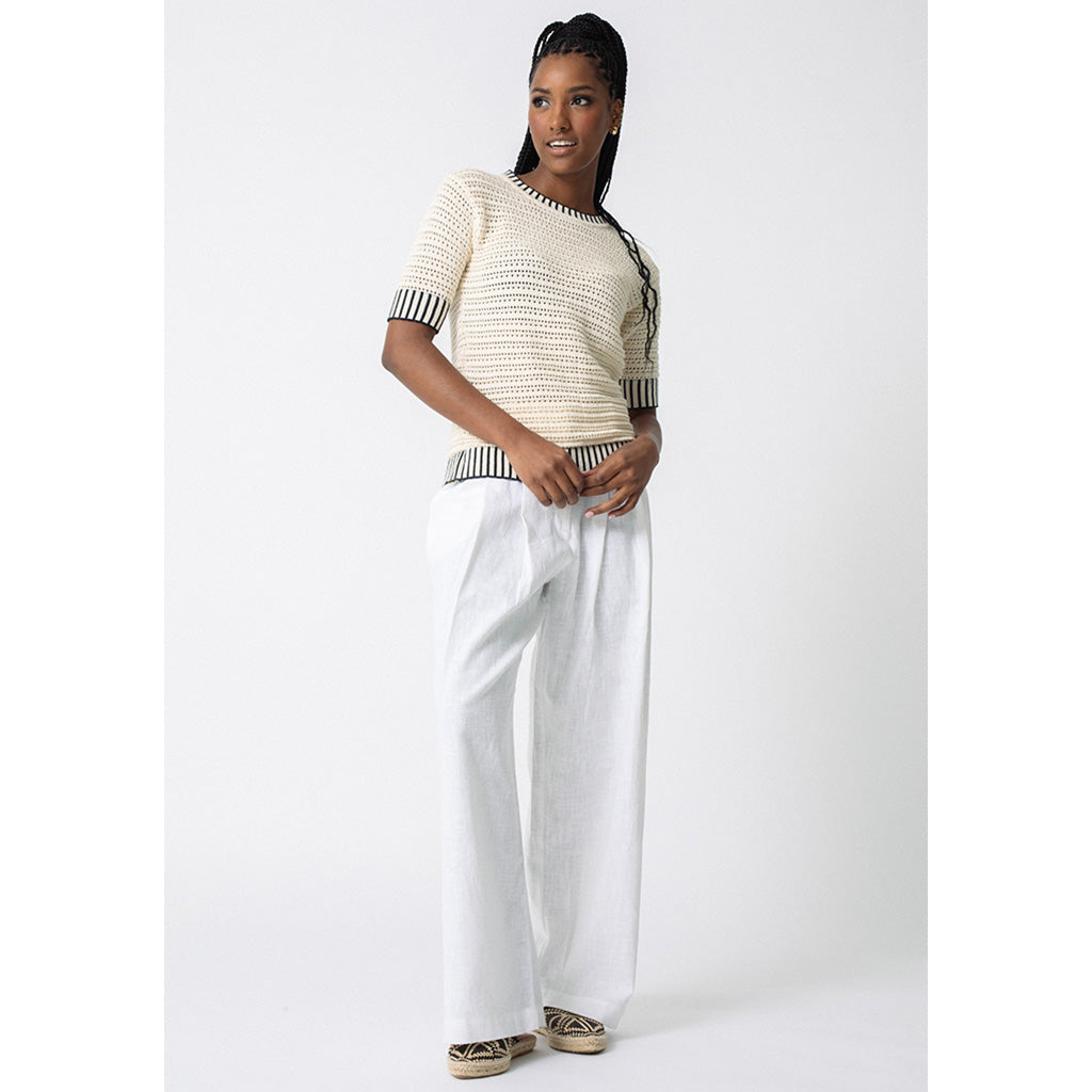 Aurora Top | Ecru & Navy