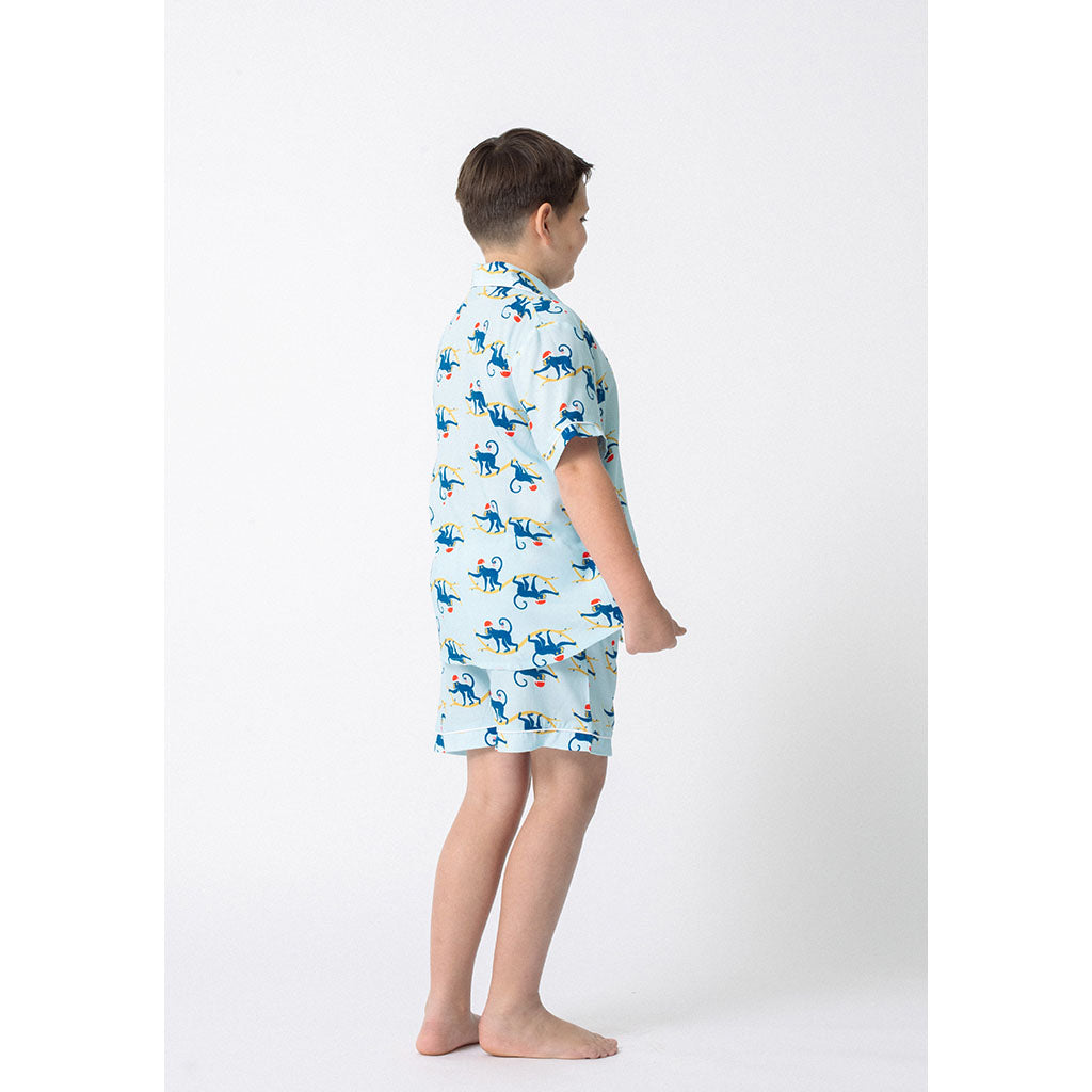 Kids Short Pajama Set | Festive Monkeys (dispatching 11 Nov)