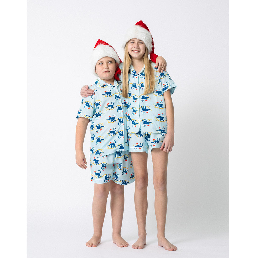 Ladies Classic Short Pajama Set | Festive Monkeys (dispatching 11 Nov)