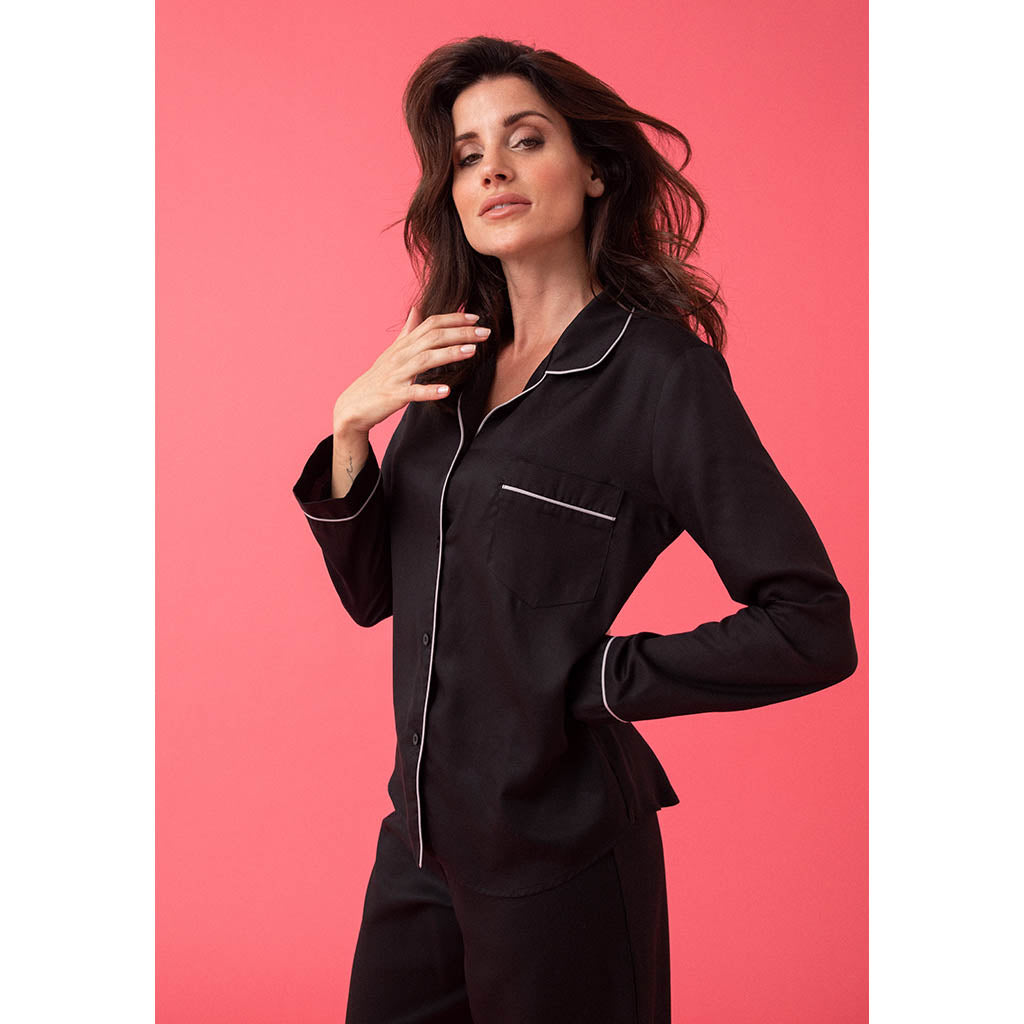 Tencel Classic Long Pajama Set | Midnight