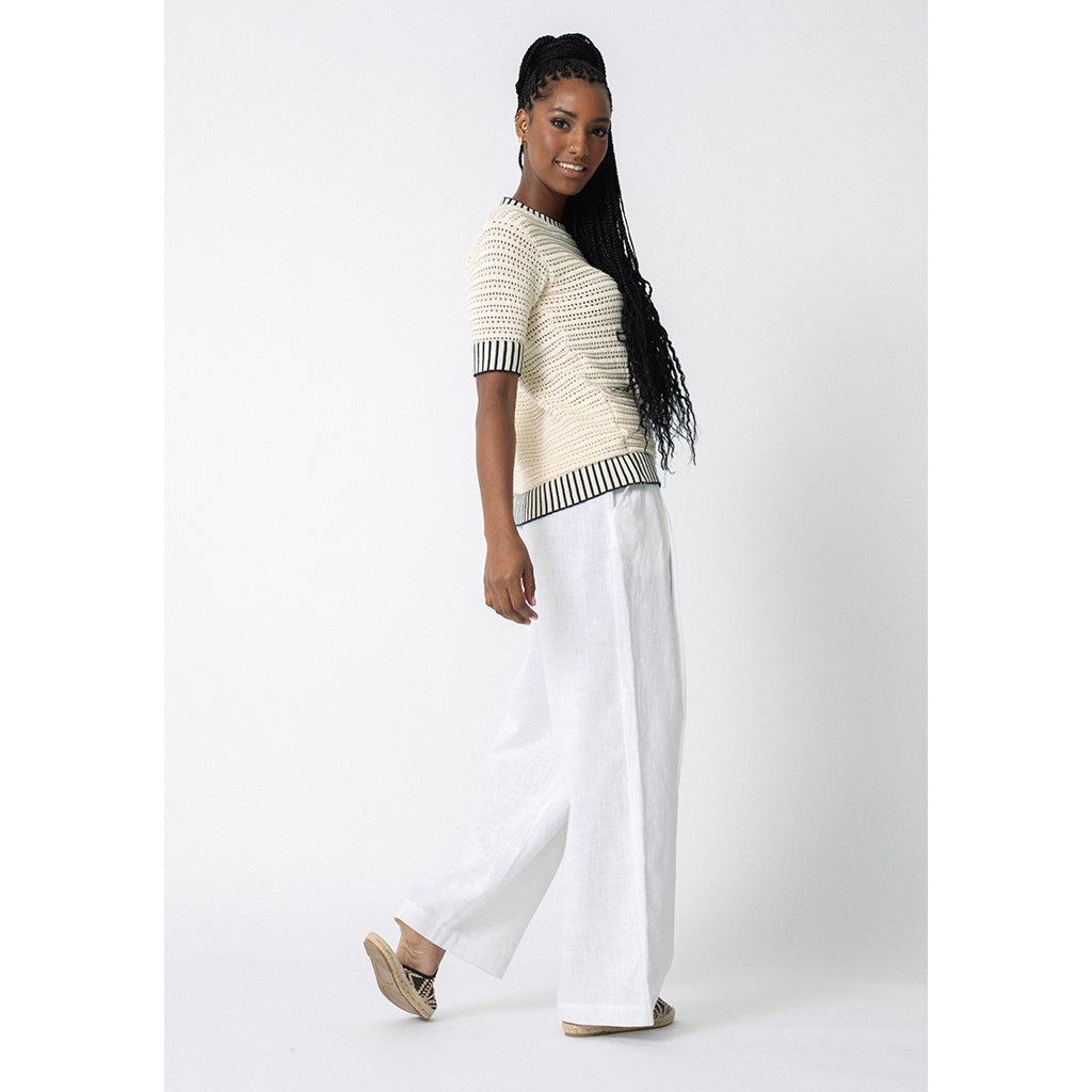 Aurora Top | Ecru & Navy