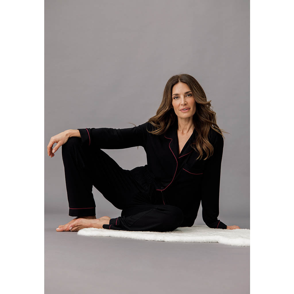 Classic Long Pajama Set | Bamboo Maroon