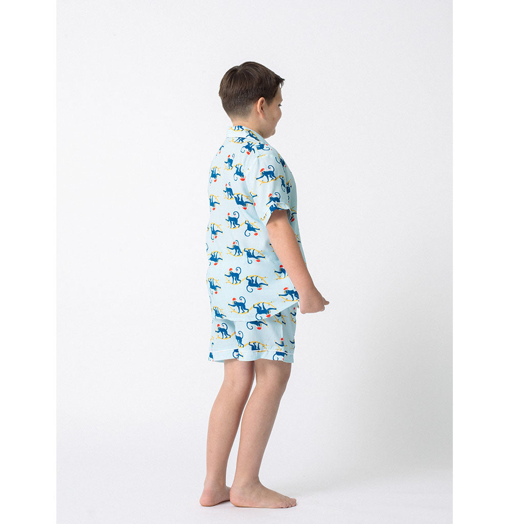 Kids Short Pajama Set | Festive Monkeys (dispatching 11 Nov)
