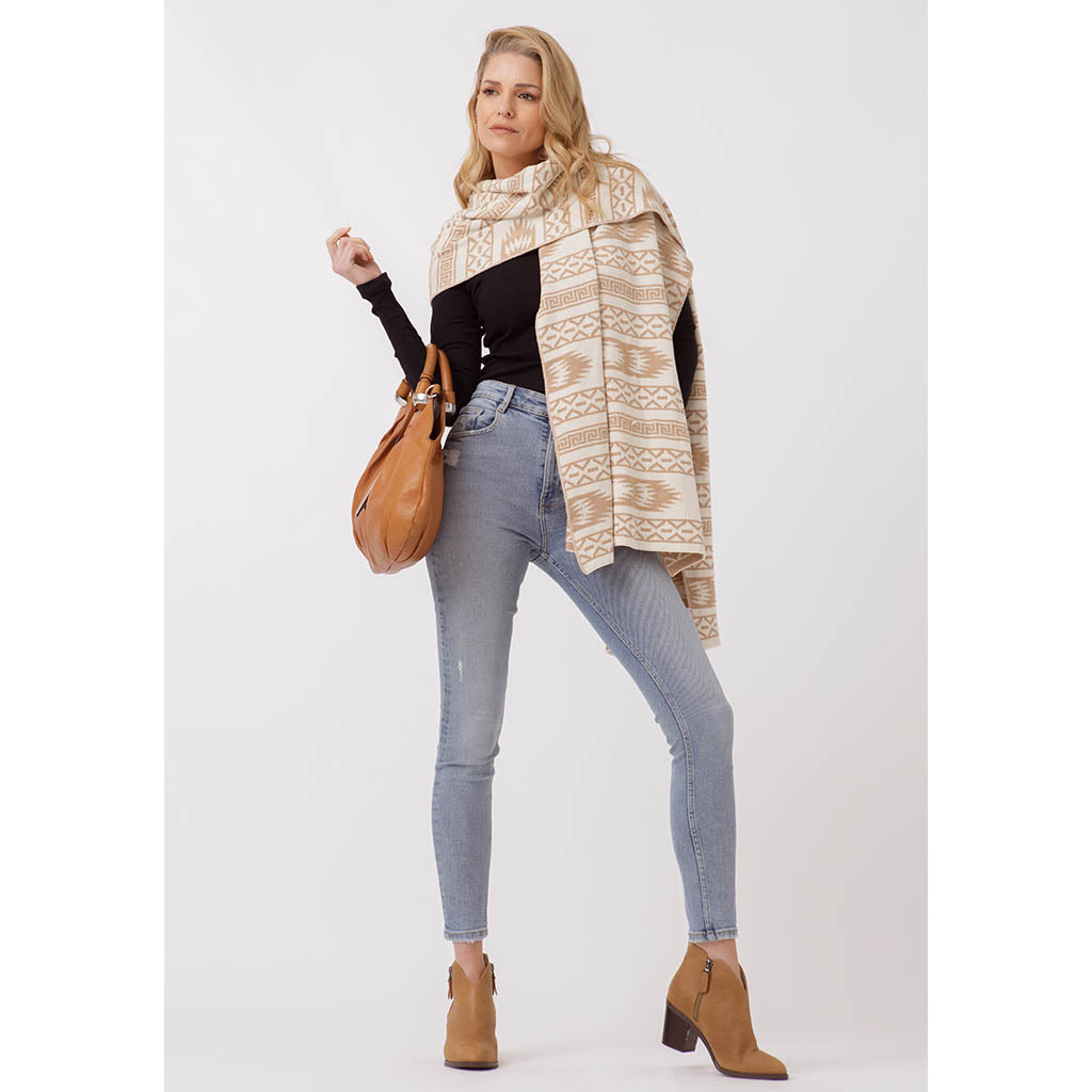 Wrap Scarf | Cinnamon & Ecru