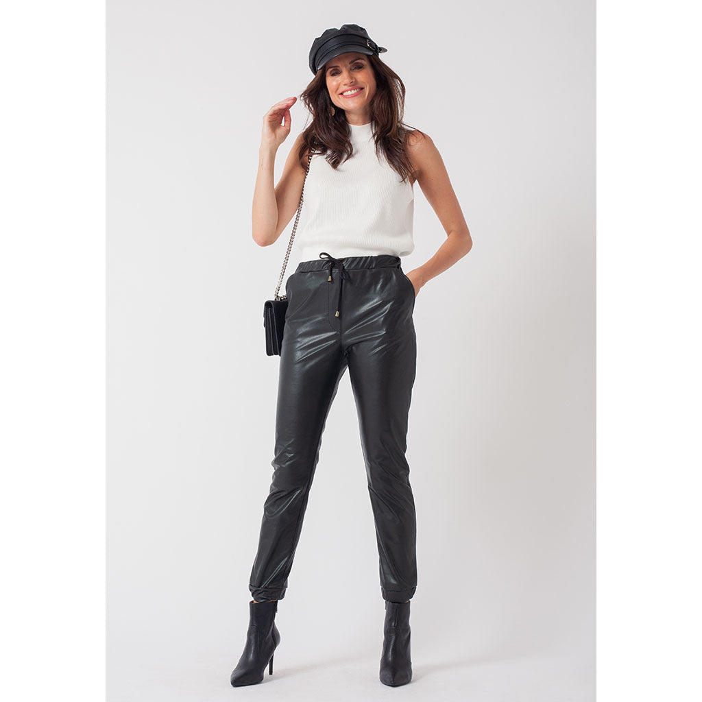 Sienna Jogger Pants, Faux Leather