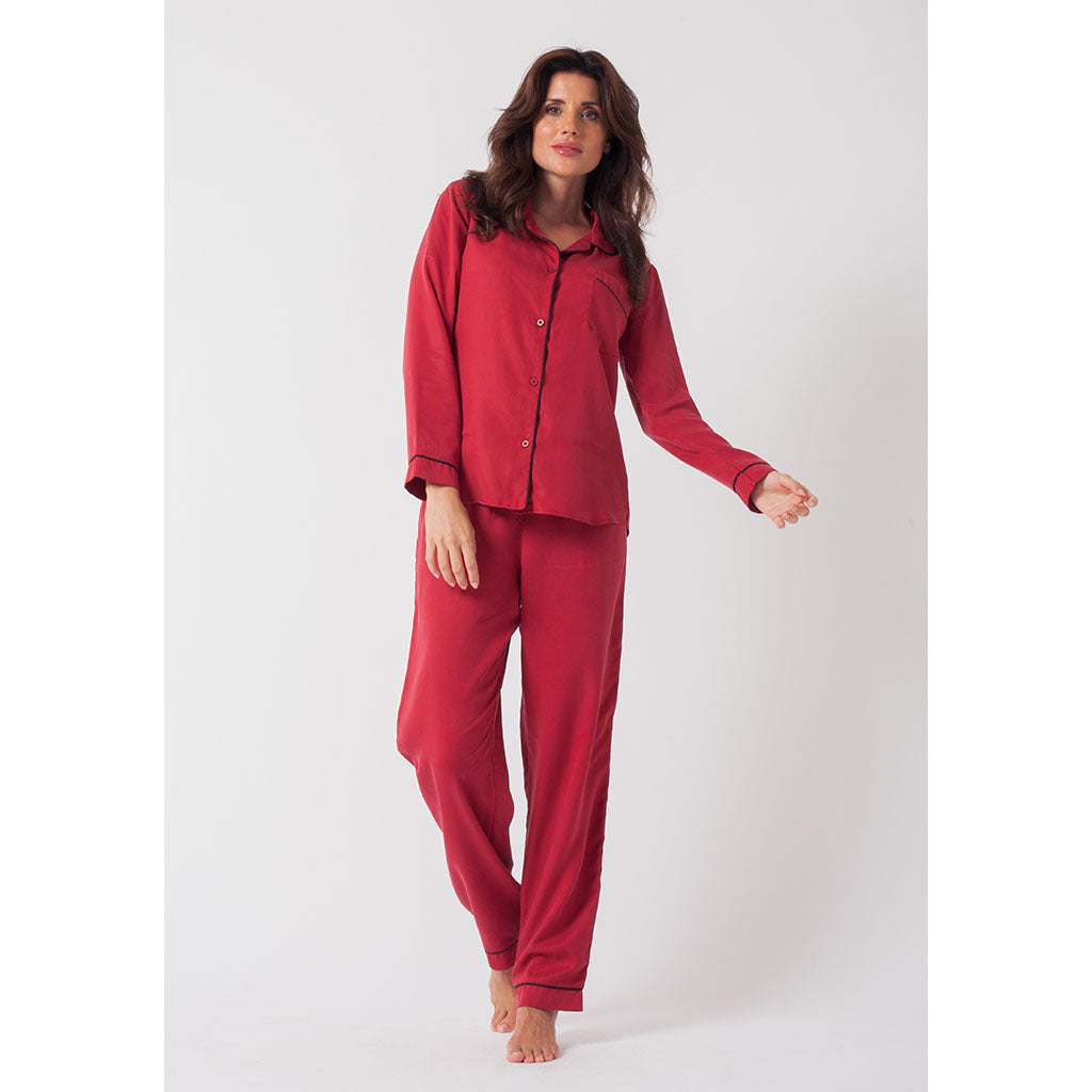 Tencel Classic Long Pajama Set | Burgundy