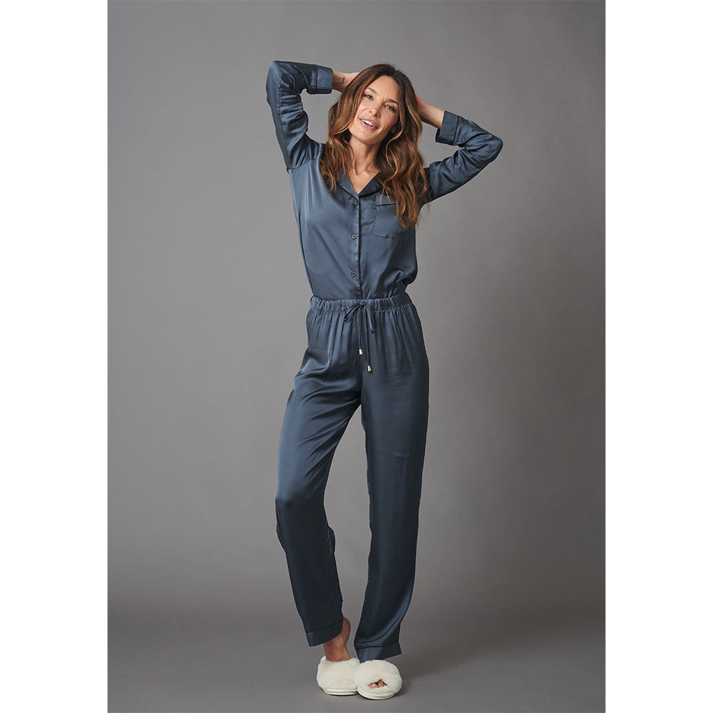 Classic Long Pajama Set | Cerulean Grey