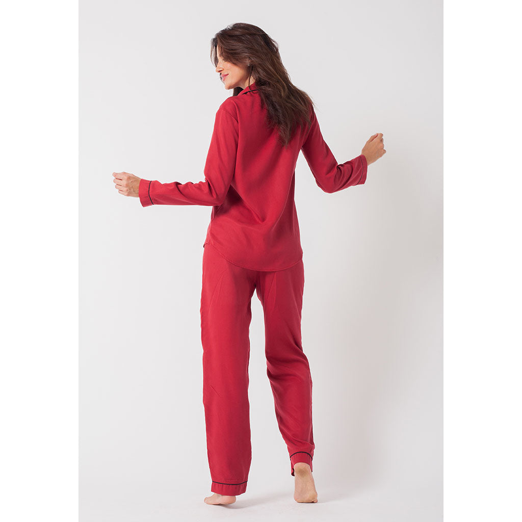 Tencel Classic Long Pajama Set | Burgundy