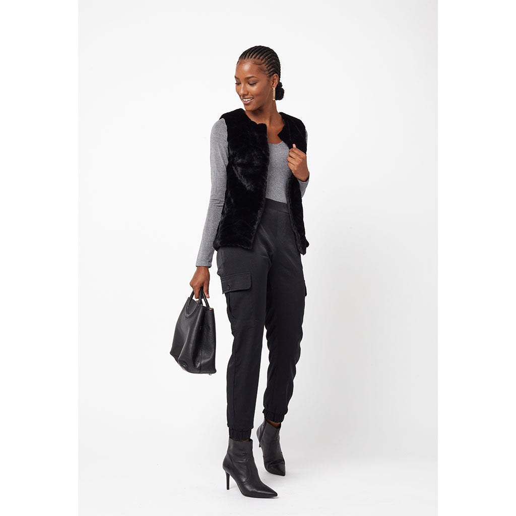 Faux Fur Gilet Black Panther