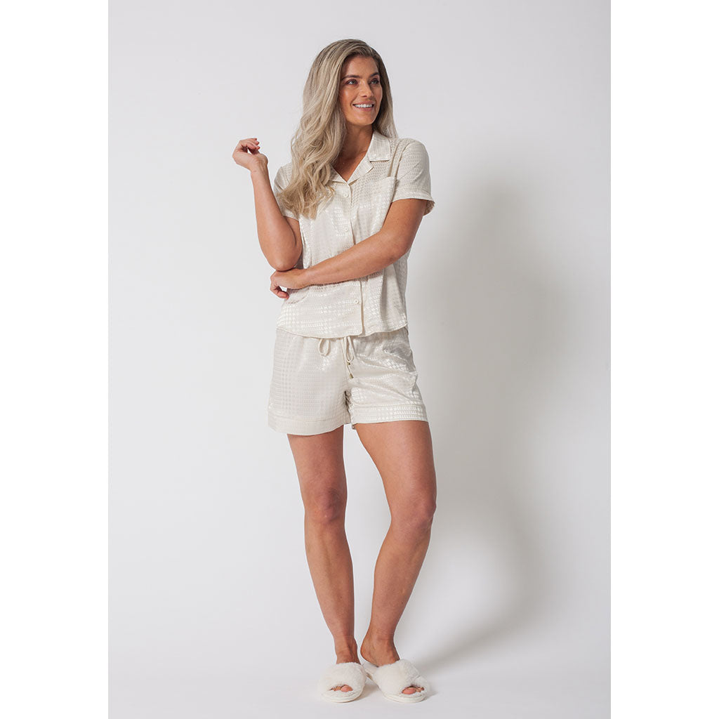 Classic Silky Short Pajama Set | Ivory