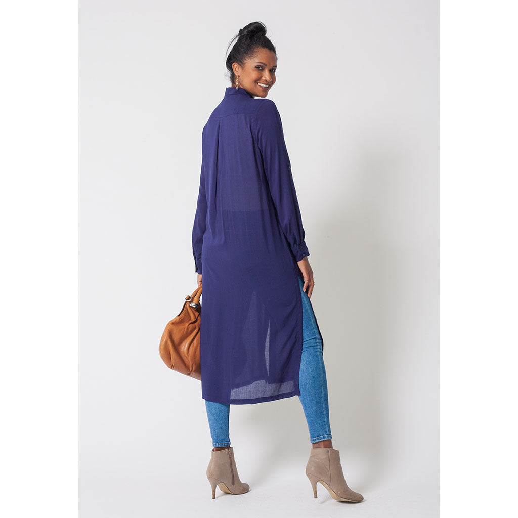 Amelia Cotton Voile Shirt | Navy
