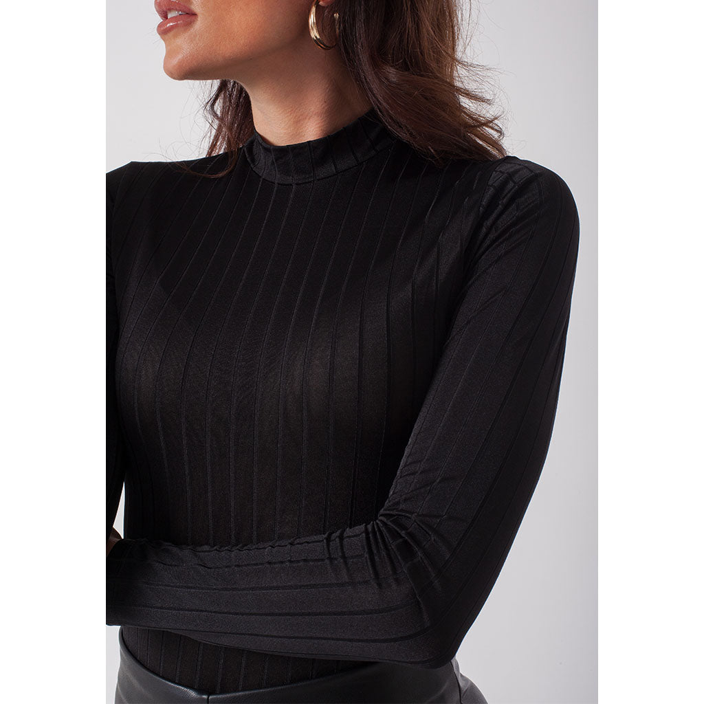 Rib Bodysuit | Black (Thong)