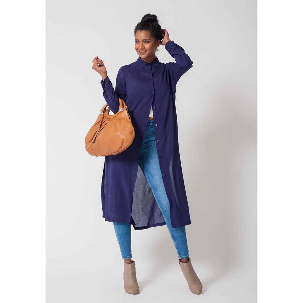 Amelia Cotton Voile Shirt | Navy