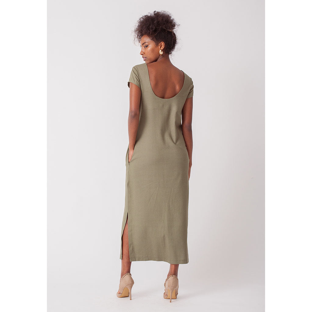 Linen Amalfi Dress | Green Tea