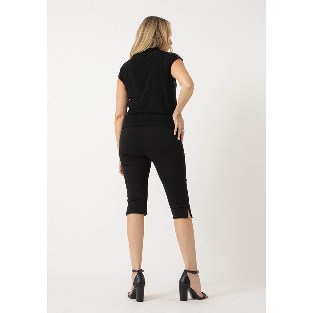 The Aura Top Capped Sleeve | Sparkly Black