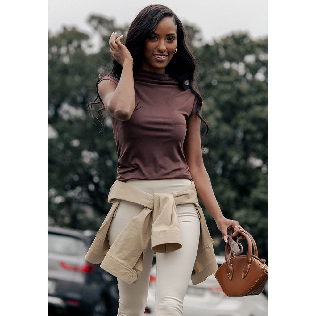 The Aura Top Capped Sleeve | Chocolate (Dispatching Tuesday 6 October)