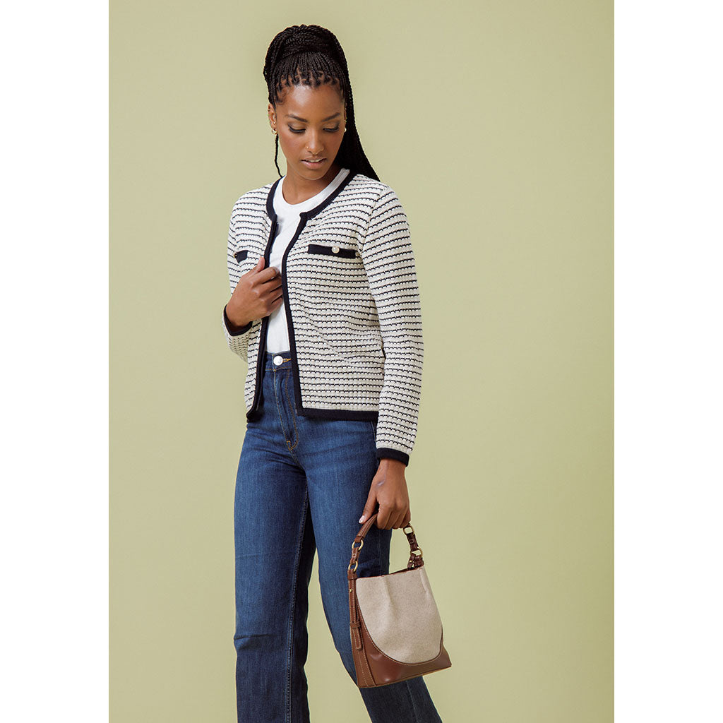 Beechwood Cardi | Ecru & Navy
