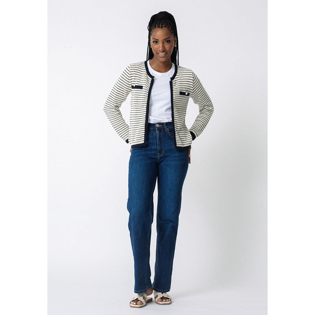 Beechwood Cardi | Ecru & Navy