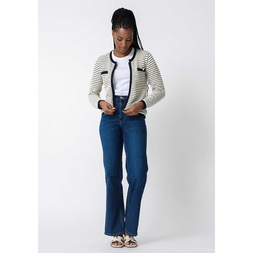 Beechwood Cardi | Ecru & Navy
