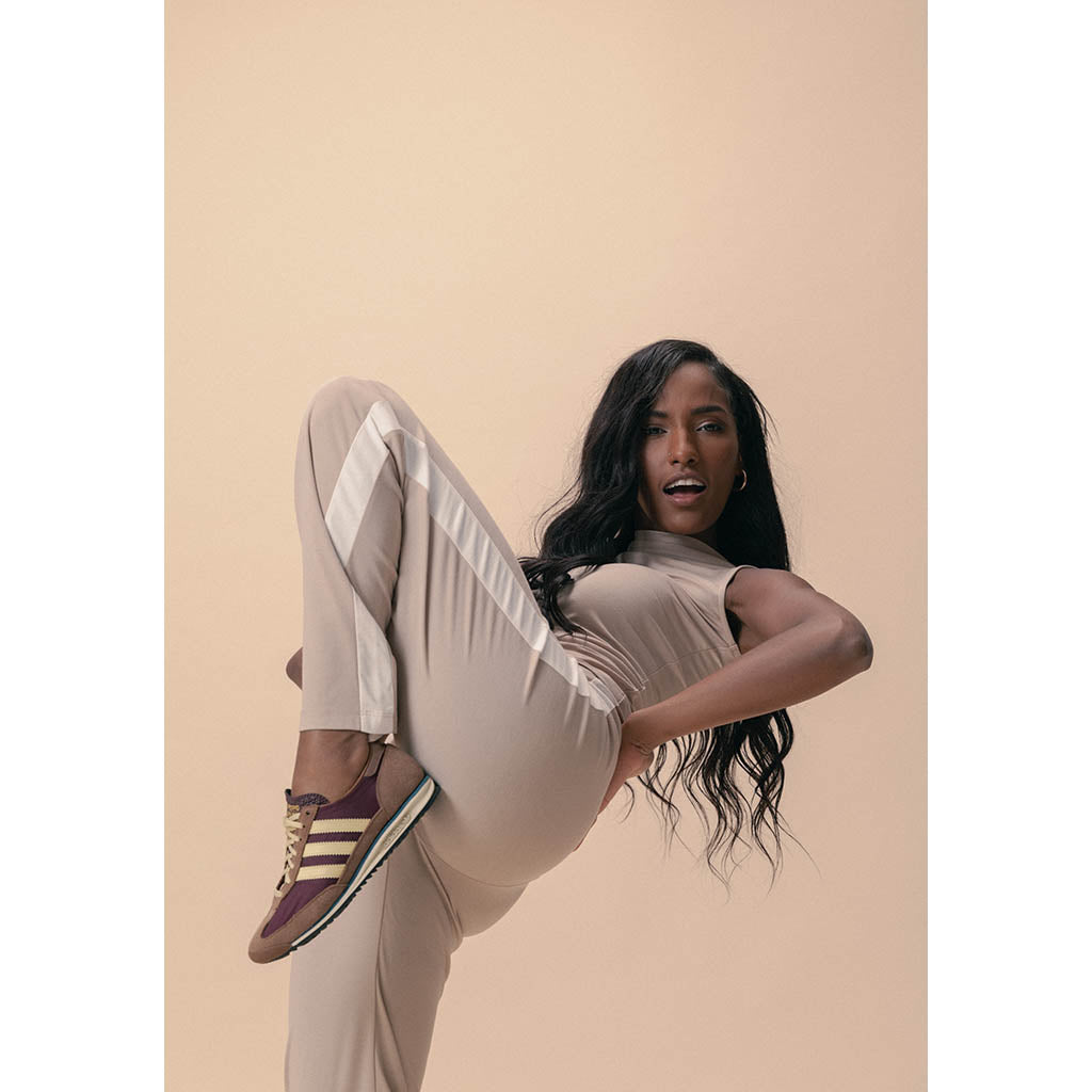 The Stella Pants | Stone with White Stripe