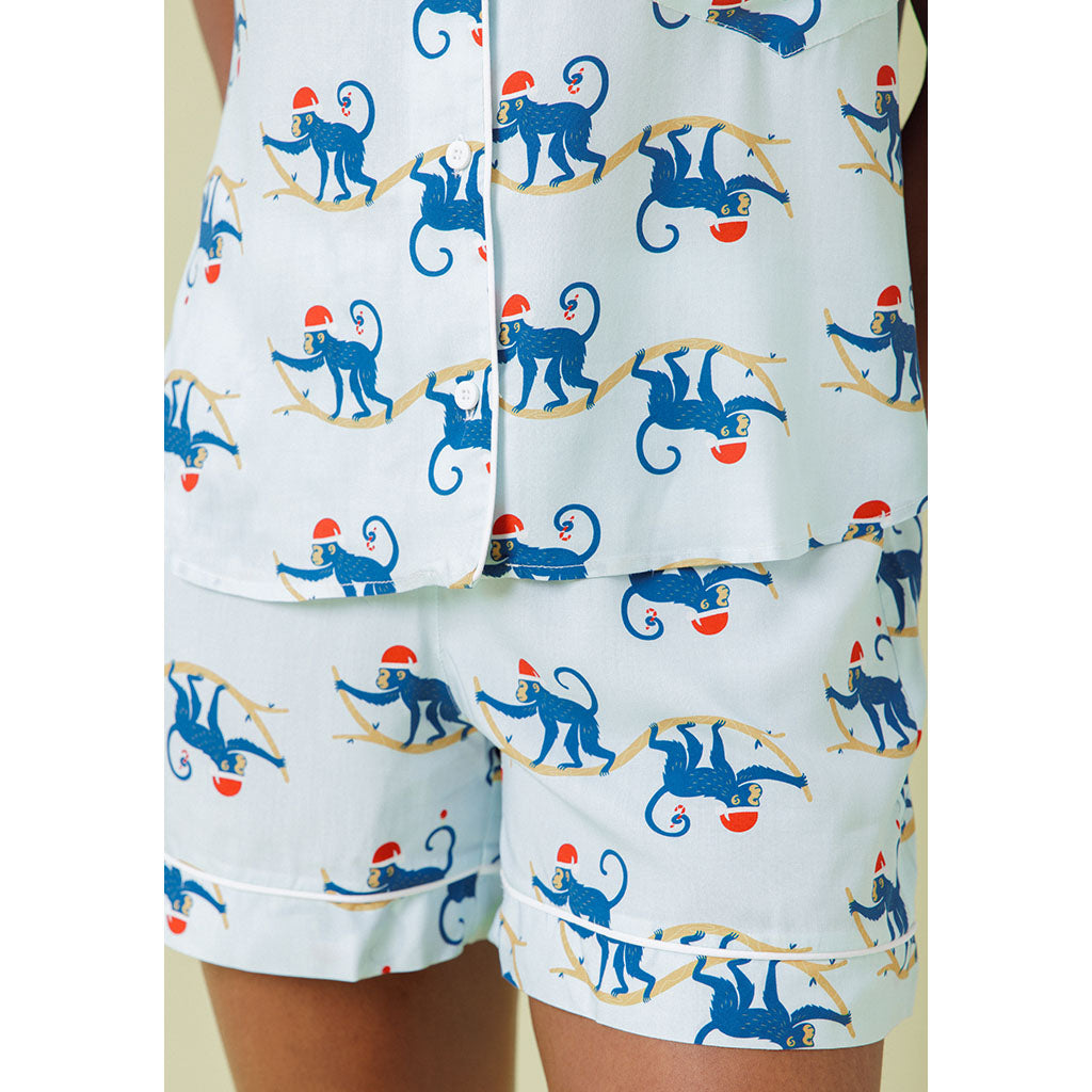 Kids Short Pajama Set | Festive Monkeys (dispatching 11 Nov)