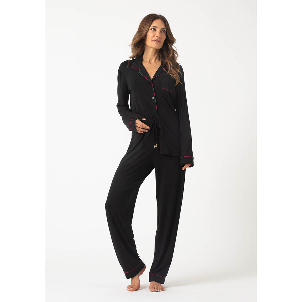 Classic Long Pajama Set | Bamboo Maroon