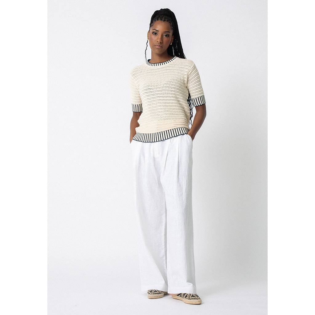 Aurora Top | Ecru & Navy