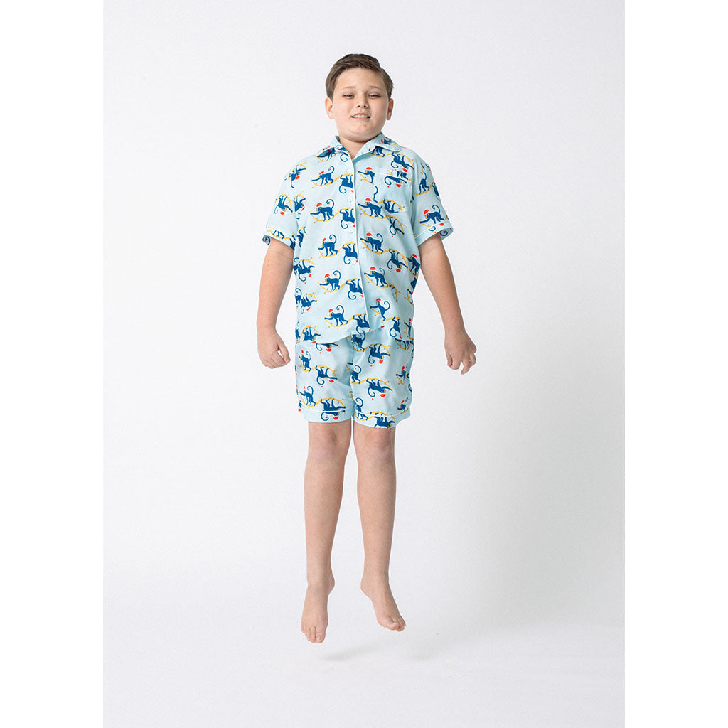 Kids Short Pajama Set | Festive Monkeys (dispatching 11 Nov)