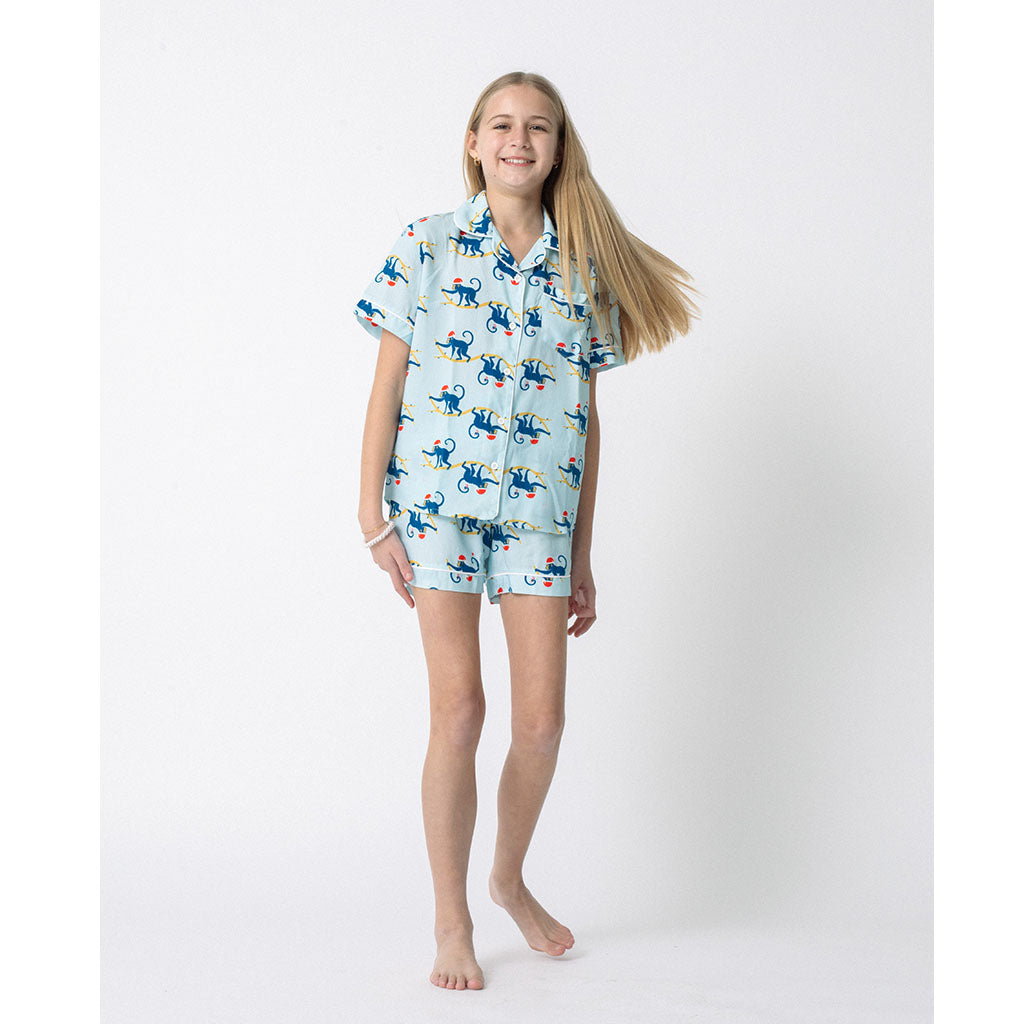 Kids Short Pajama Set | Festive Monkeys (dispatching 11 Nov)