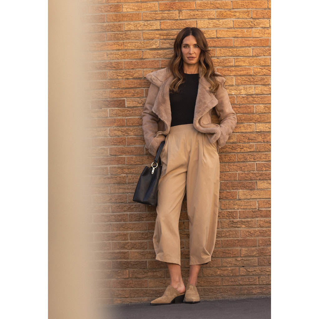 Faux Fur Biker Jacket | Mocha