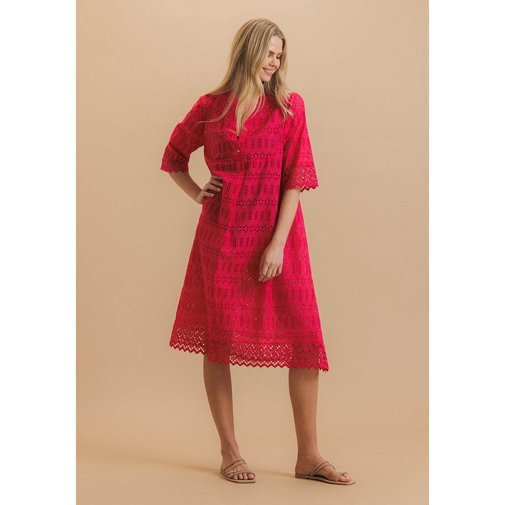 Daisy Anglaise Dress | Cerise