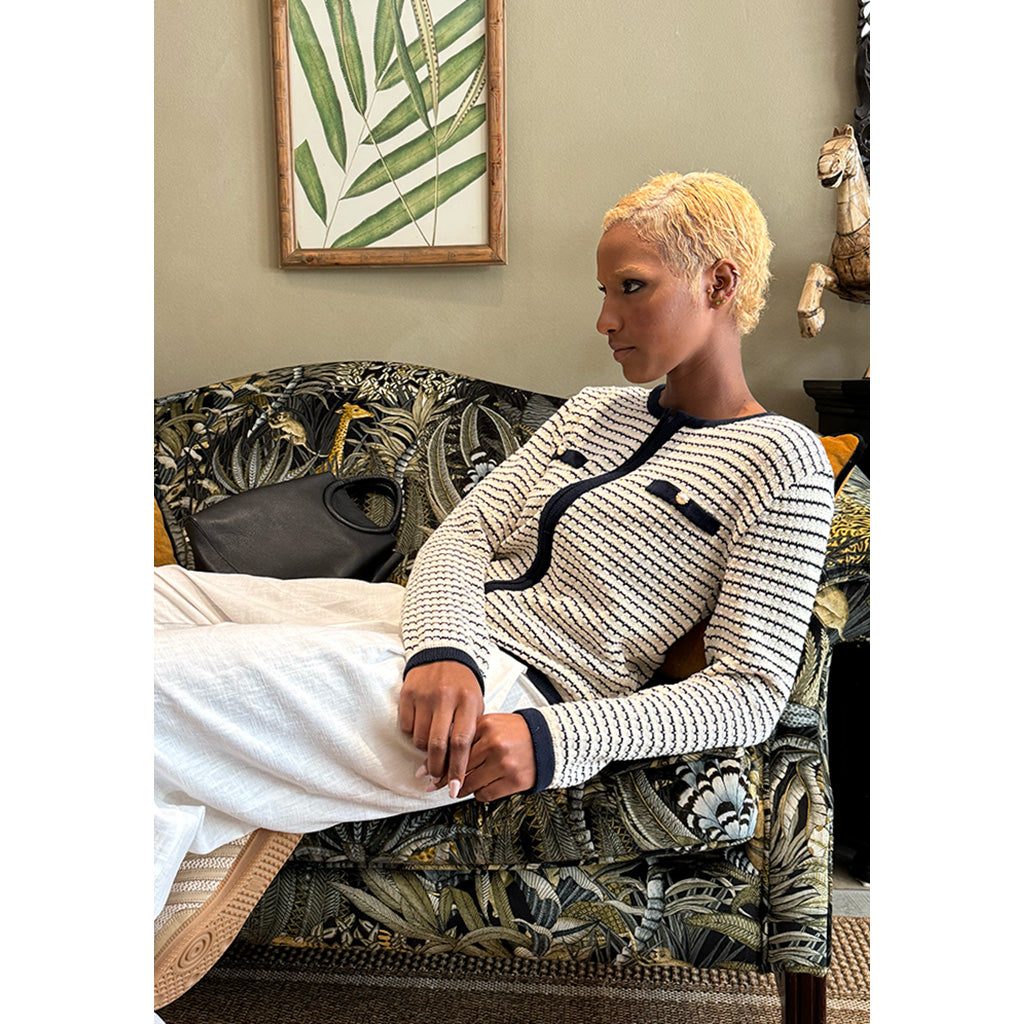 Beechwood Cardi | Ecru & Navy