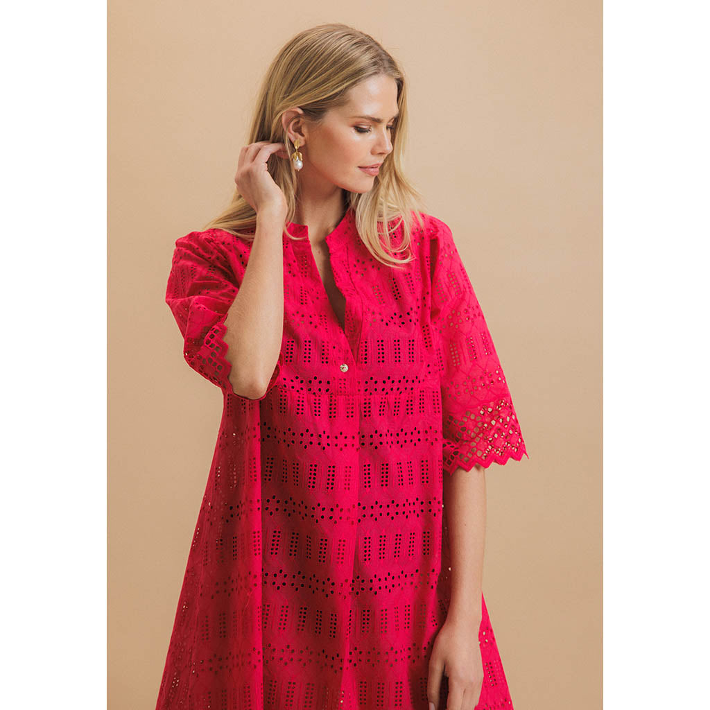 Daisy Anglaise Dress | Cerise