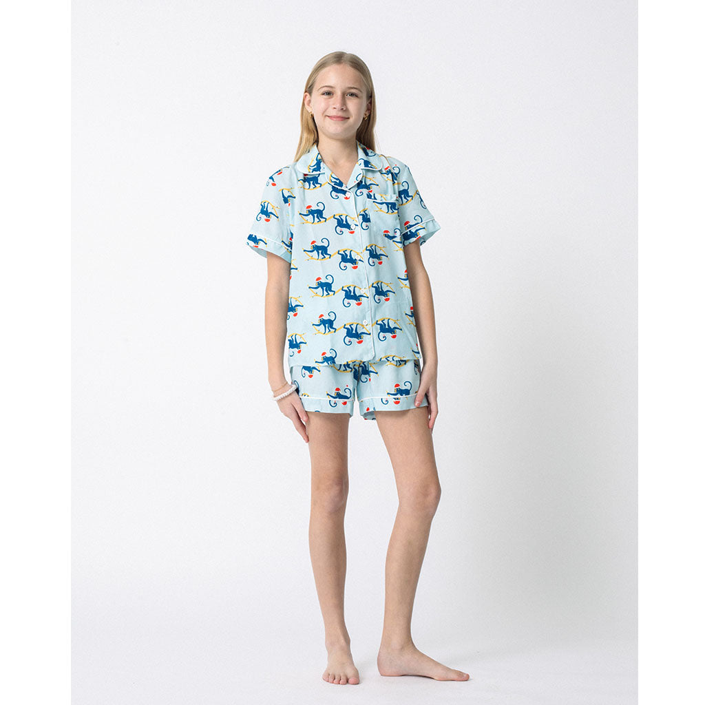 Kids Short Pajama Set | Festive Monkeys (dispatching 11 Nov)