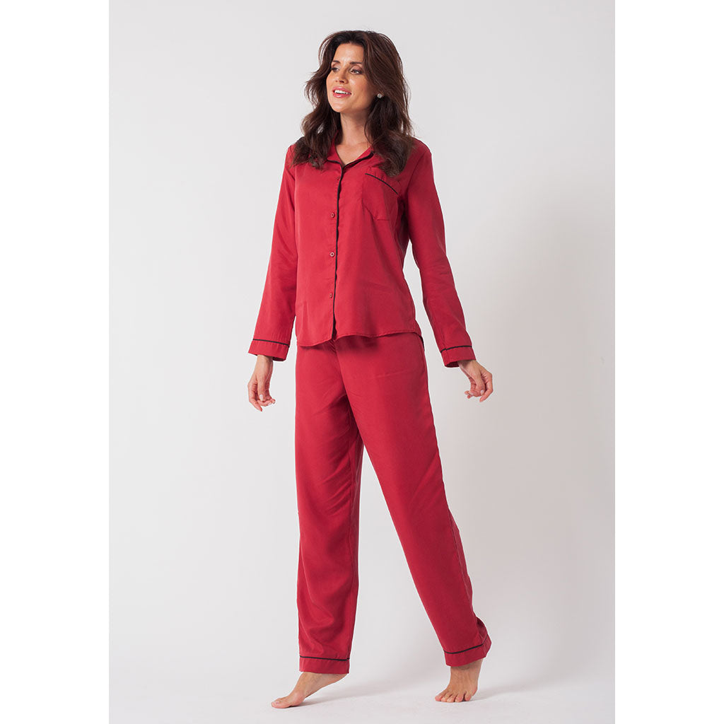 Tencel Classic Long Pajama Set | Burgundy