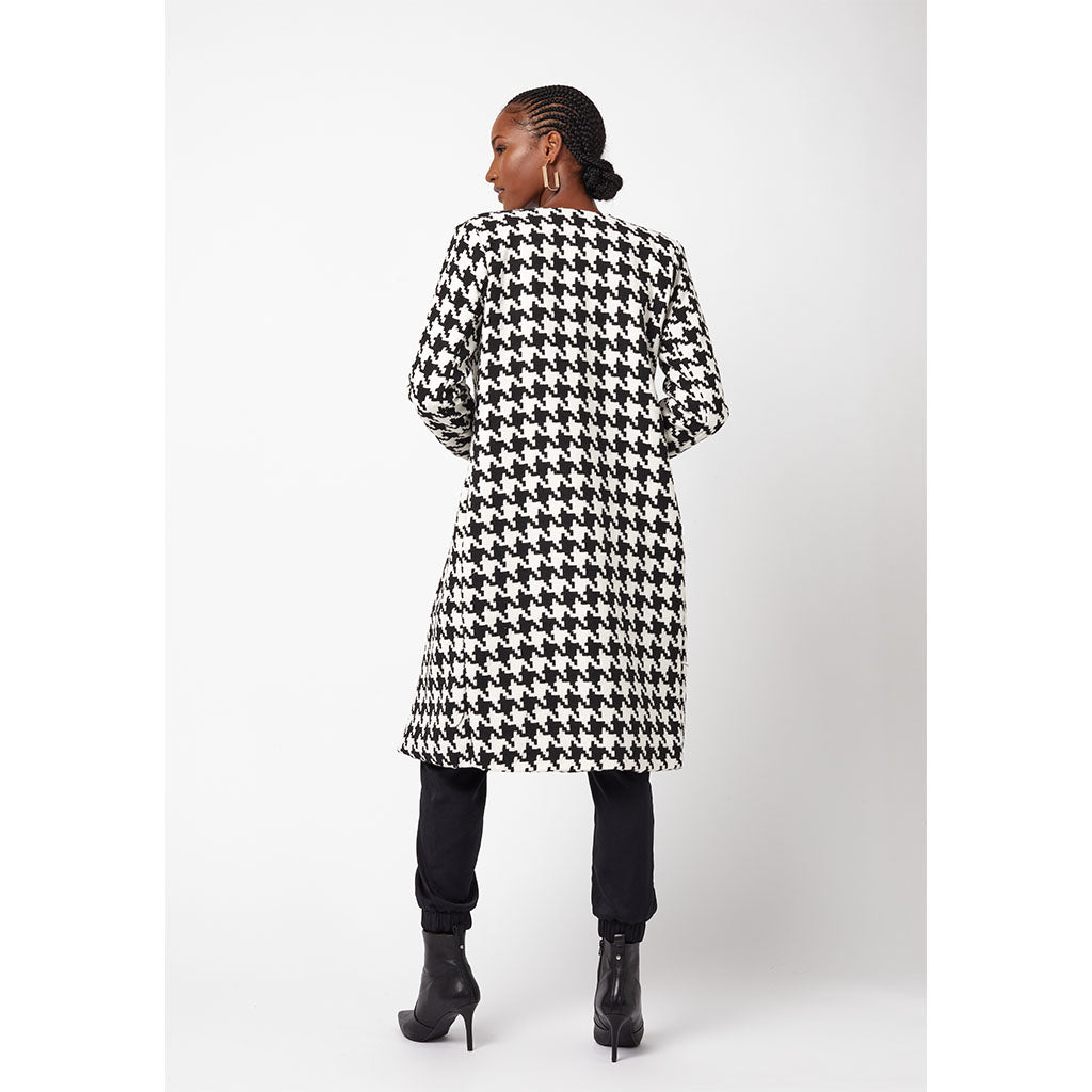 Houndstooth Dress Coat | B&W