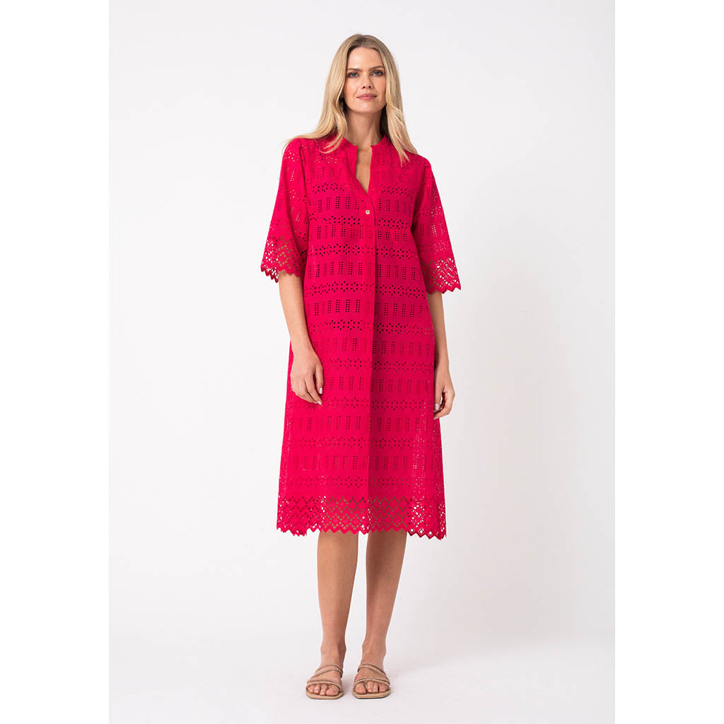 Daisy Anglaise Dress | Cerise