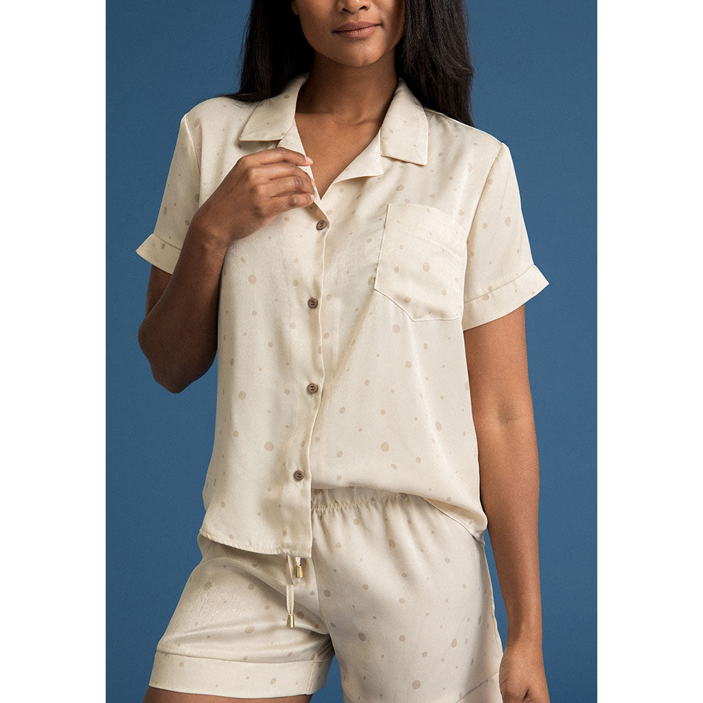 Classic Silky Short Pajama Set | Crema