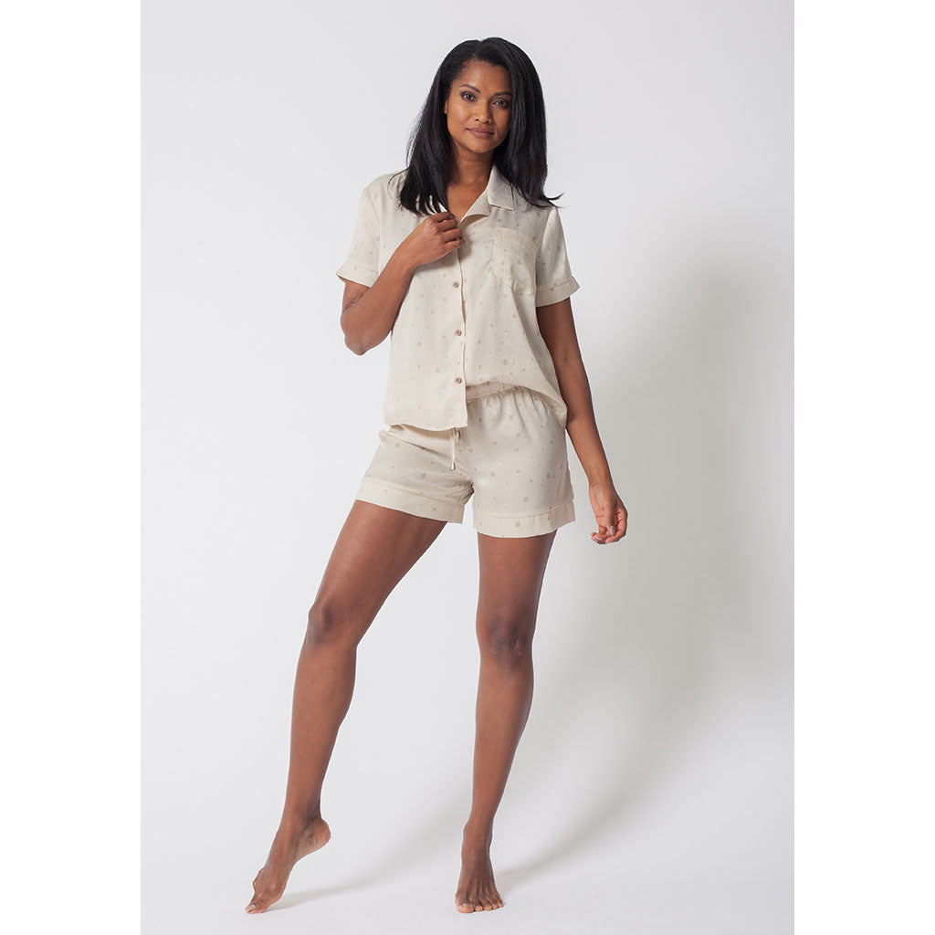 Classic Silky Short Pajama Set | Crema