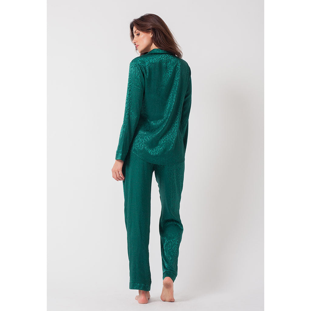 Classic Silky Long Pajama Set | Leopard Forest