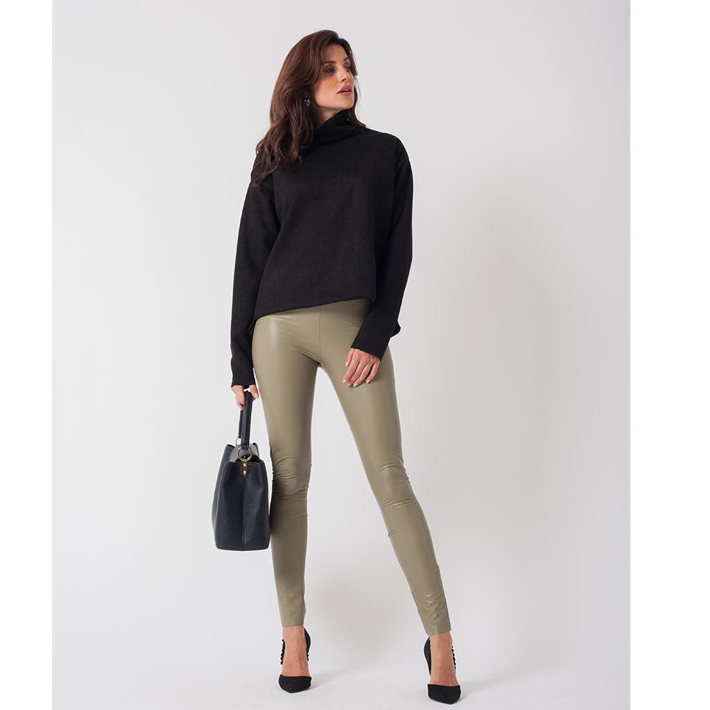 Faux Leather Leggings | Olive