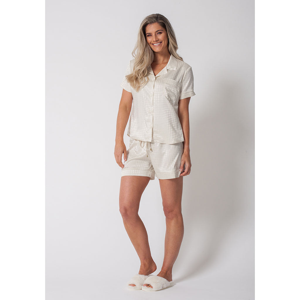 Classic Silky Short Pajama Set | Ivory